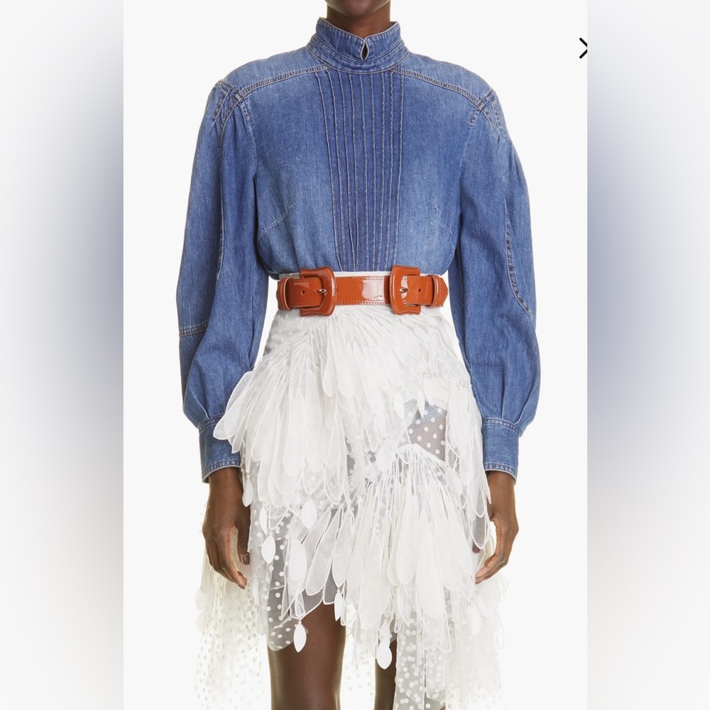 Zimmermann Rhythmic Tuxedo shirt in High Tide, MSRP $490, NWOT, size M